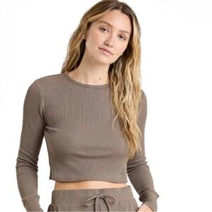 Nuuds Micro Waffle Crop Top - Mocha (Sold out on Nuuds site)